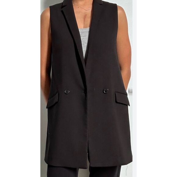 BANANA REPUBLIC Black Vest Jacket Minimalist Essential Size 0 - Picture 1 of 6
